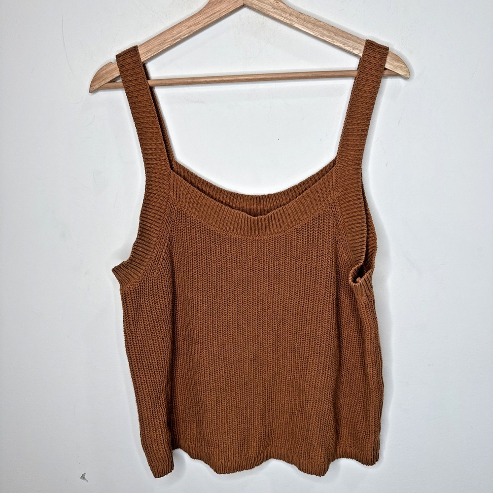 Toad&Co Bianca Knit Tank Top Organic Cotton Brown Granola Outdoor Women's L